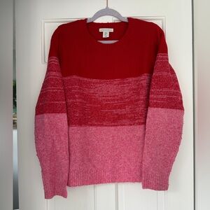 Cupcakes and Cashmere Red Pink Space Day Cozy Crewneck Sweater in Size Medium